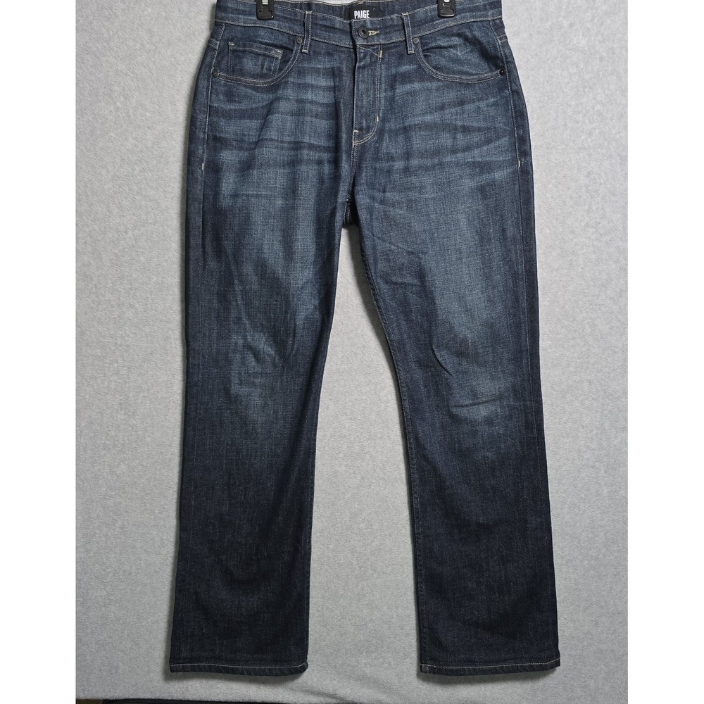 Paige Jeans Mens 32x30 Blue Straight Leg Denim Doheny Dark Wash Whisker  USA
